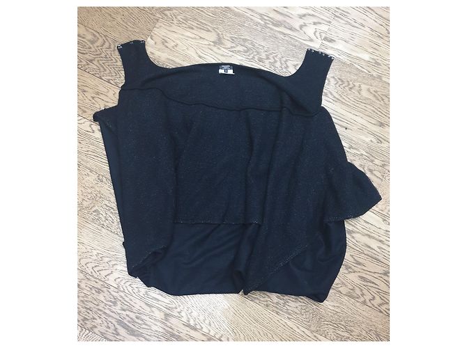 Mantella Chanel nera in cashmere e lana Nero - vista 9