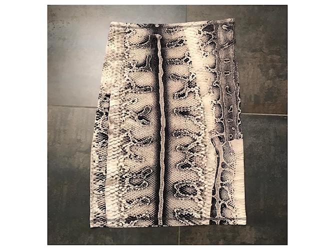 Just Cavalli Python Pattern Skirt Ecru Brown Black Grey Cream - view 2