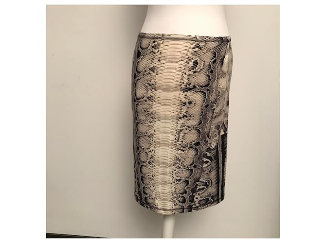 Just Cavalli Python Pattern Skirt Ecru Brown Black Grey Cream - view 4