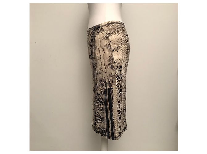 Just Cavalli Python Pattern Skirt Ecru Brown Black Grey Cream - view 5
