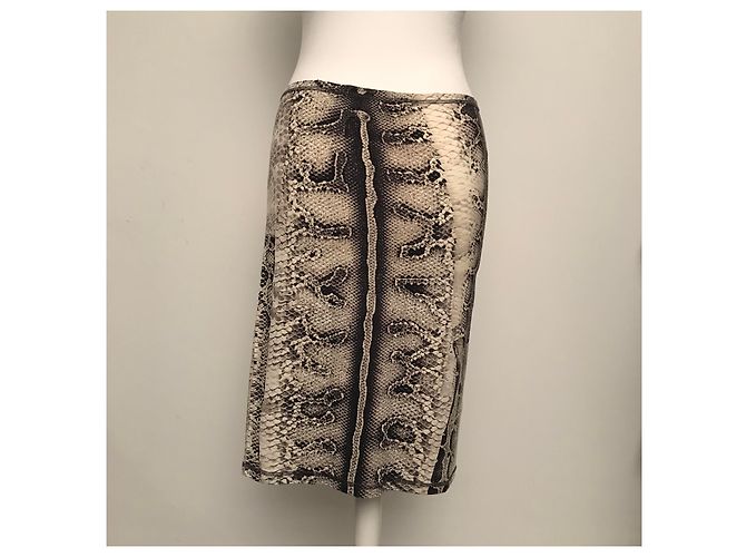 Just Cavalli Python Pattern Skirt Ecru Brown Black Grey Cream - view 6