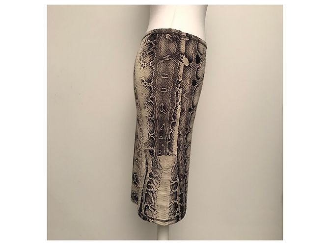 Just Cavalli Python Pattern Skirt Ecru Brown Black Grey Cream - view 7