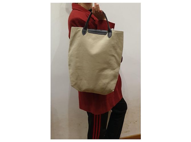 Saco de compras Longchamp Marrom Bege - vista 11