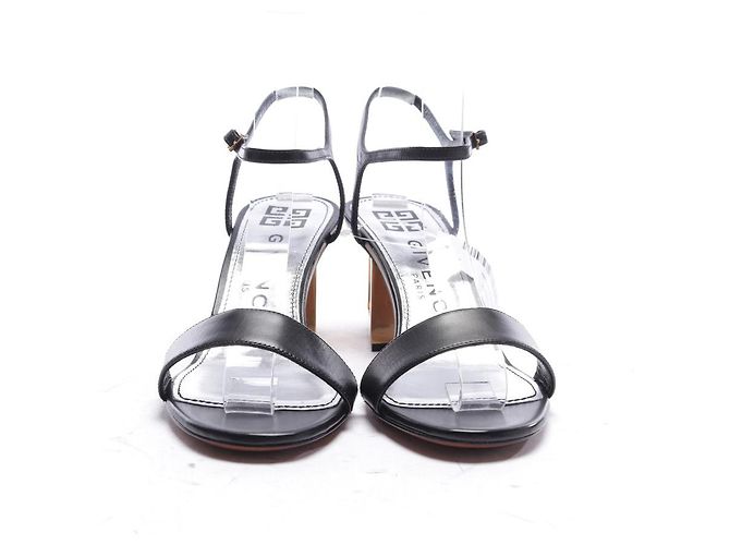 Givenchy Black Leather Triangle Cutout Heel Sandals - view 2