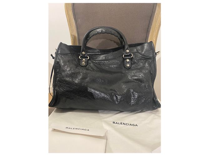 Borsa a mano Balenciaga Giante City 12 in pelle d'agnello nera - vista 10