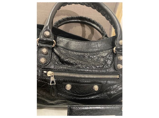 Borsa a mano Balenciaga Giante City 12 in pelle d'agnello nera - vista 11