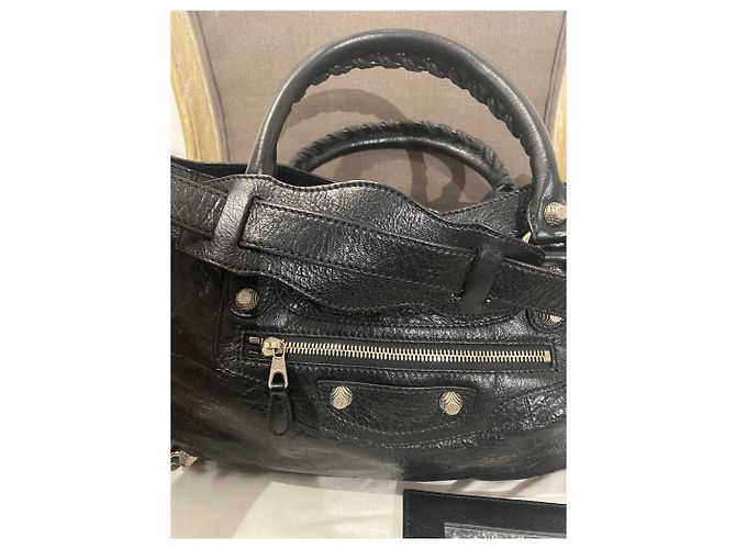 Borsa a mano Balenciaga Giante City 12 in pelle d'agnello nera - vista 12