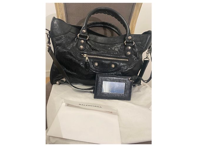 Borsa a mano Balenciaga Giante City 12 in pelle d'agnello nera - vista 8