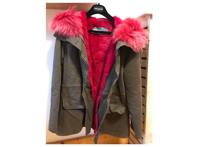 Abrigo Yves Salomon Army Khaki de conejo Caqui - vista 2