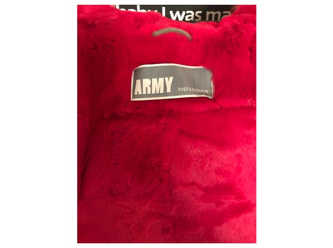 Abrigo Yves Salomon Army Khaki de conejo Caqui - vista 3