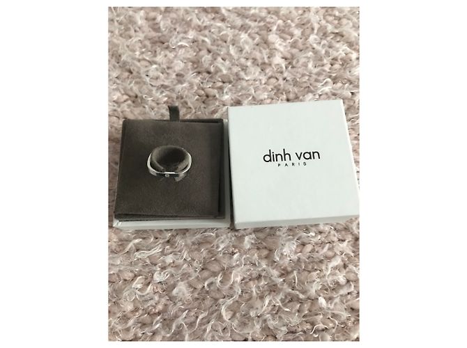 Dinh Van Quadratischer Ehering Weißgold und ein Diamant - Ansicht 2
