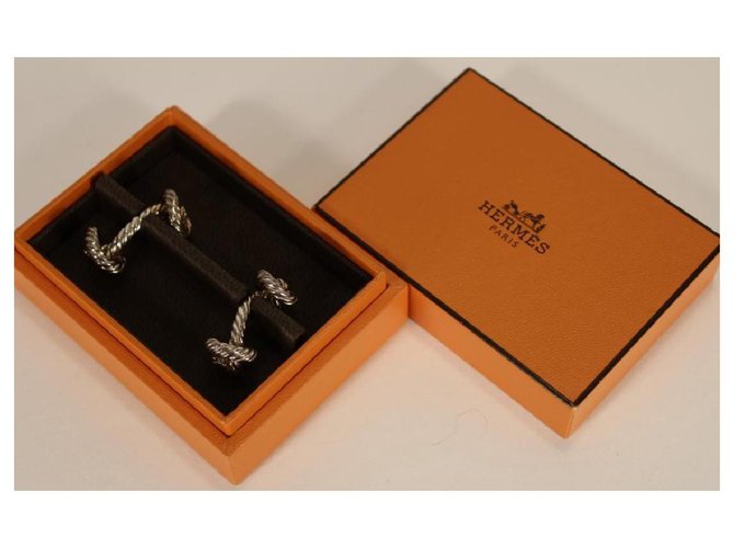 Hermès Noeuds Marins, gemelli in corda d'argento Silver hardware - vista 3