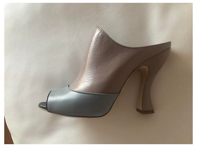 Mules Miu Miu in pelle blu grigio e lavanda 39 - vista 2