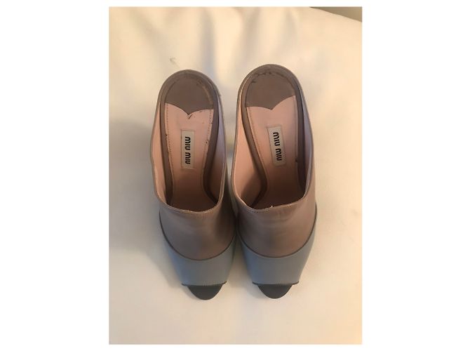 Mules Miu Miu in pelle blu grigio e lavanda 39 - vista 3