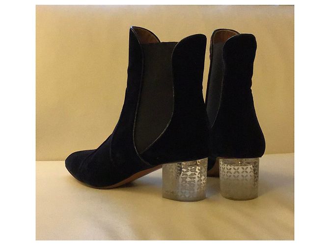 Botines Alaïa de terciopelo azul marino - vista 3