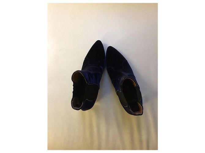 Botines Alaïa de terciopelo azul marino - vista 4