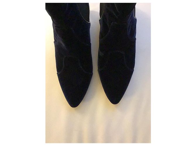 Botines Alaïa de terciopelo azul marino - vista 8