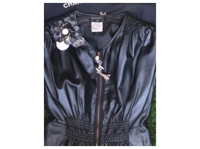 Cambon Chanel Kleid aus Leder schwarz - Ansicht 4