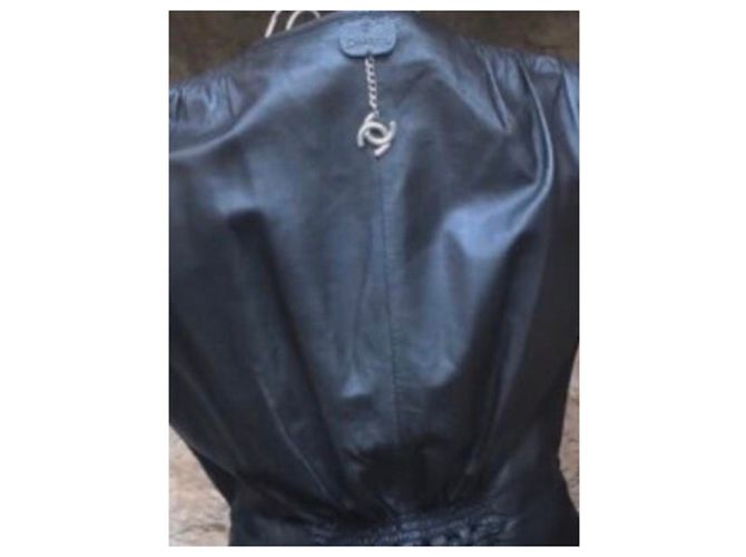 Cambon Chanel Kleid aus Leder schwarz - Ansicht 5