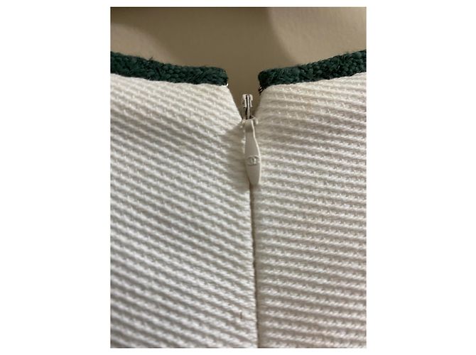 Cambon Mono Chanel Eggshell y Verde Oscuro Seda y Algodón Blanco roto - vista 4
