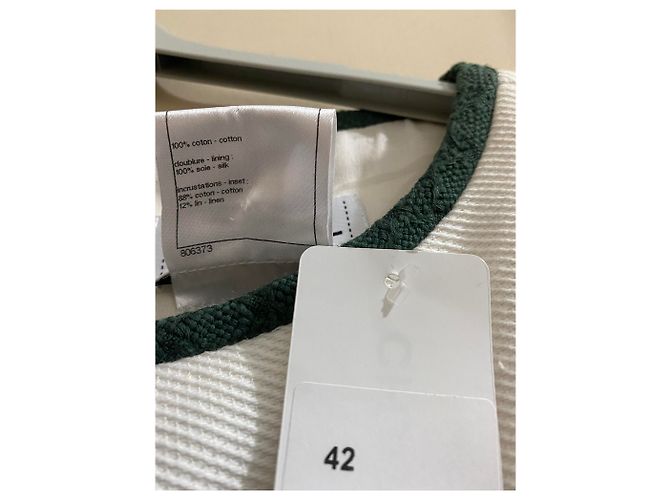 Cambon Mono Chanel Eggshell y Verde Oscuro Seda y Algodón Blanco roto - vista 7