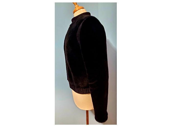 Chanel Dark Blue Shearling Bomber Jacket Pre fall 2016 - view 2