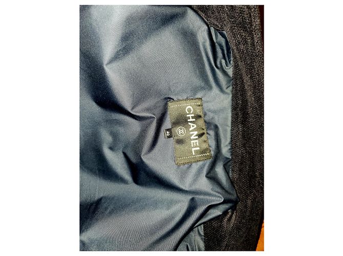 Chanel Dark Blue Shearling Bomber Jacket Pre fall 2016 - view 4