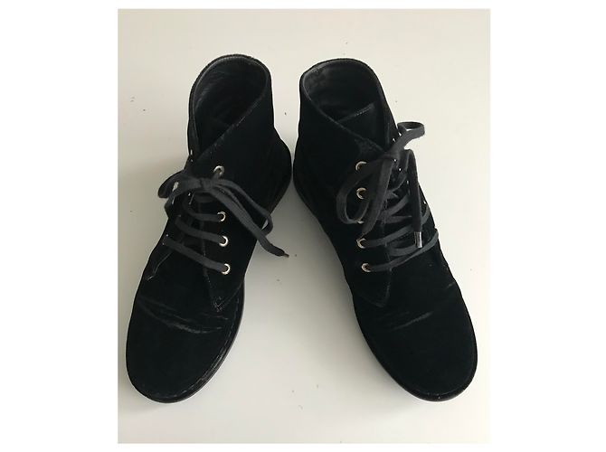 Chanel Anfibi in velluto Nero - vista 10