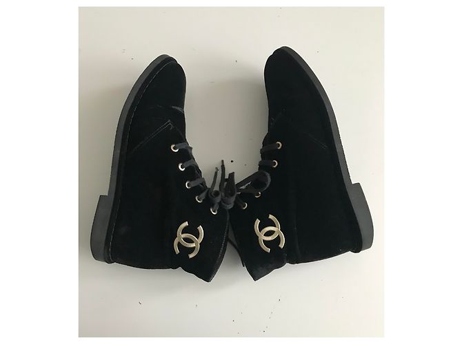 Chanel Anfibi in velluto Nero - vista 12