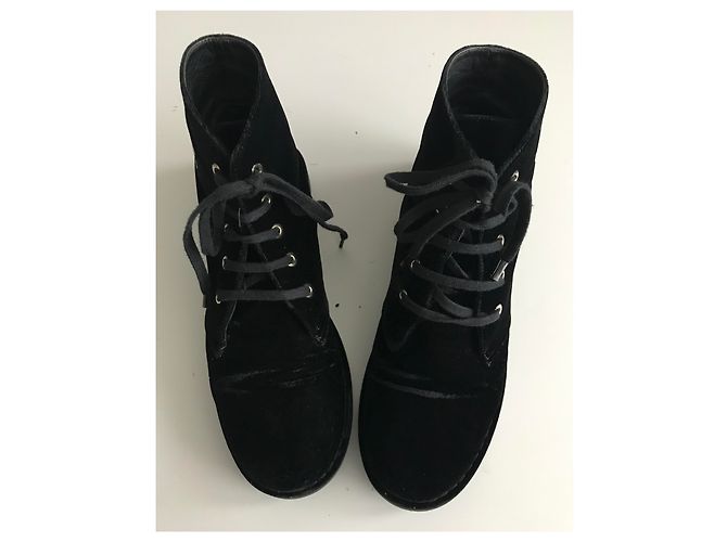 Chanel Anfibi in velluto Nero - vista 13