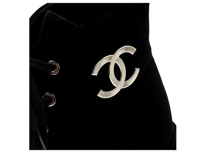 Chanel Anfibi in velluto Nero - vista 14