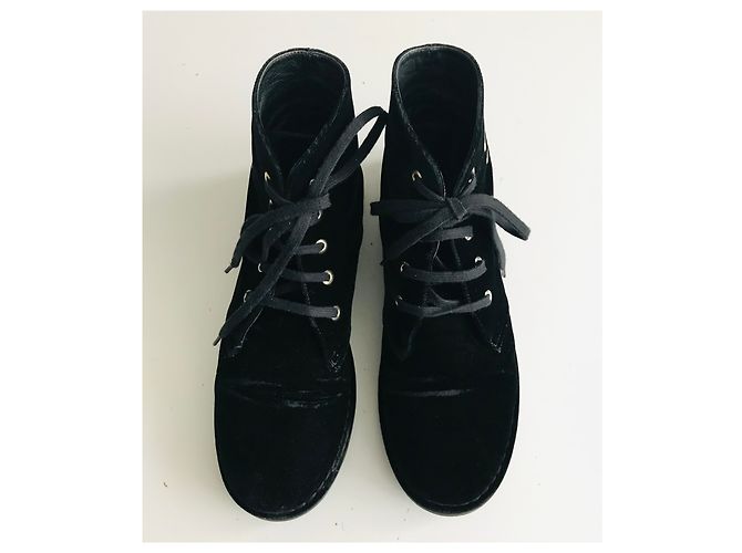 Chanel Anfibi in velluto Nero - vista 18