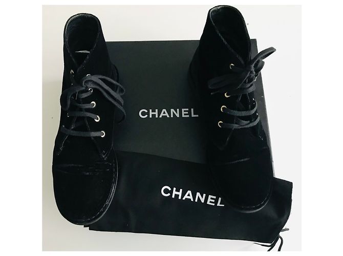 Chanel Anfibi in velluto Nero - vista 19