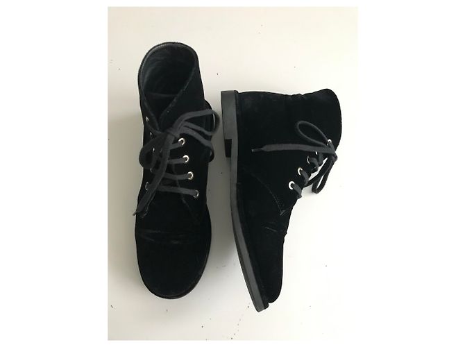 Chanel Anfibi in velluto Nero - vista 4