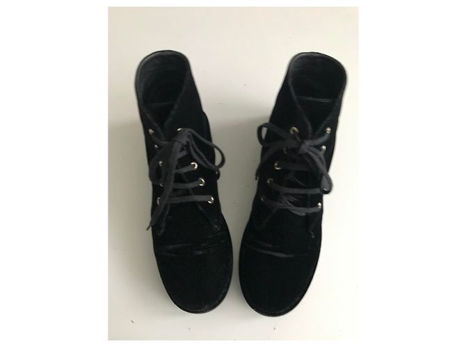 Chanel Anfibi in velluto Nero - vista 5