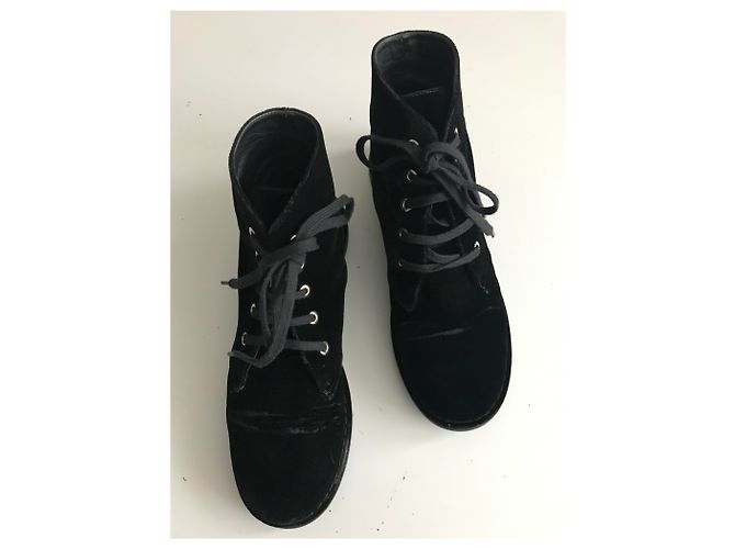 Chanel Anfibi in velluto Nero - vista 7