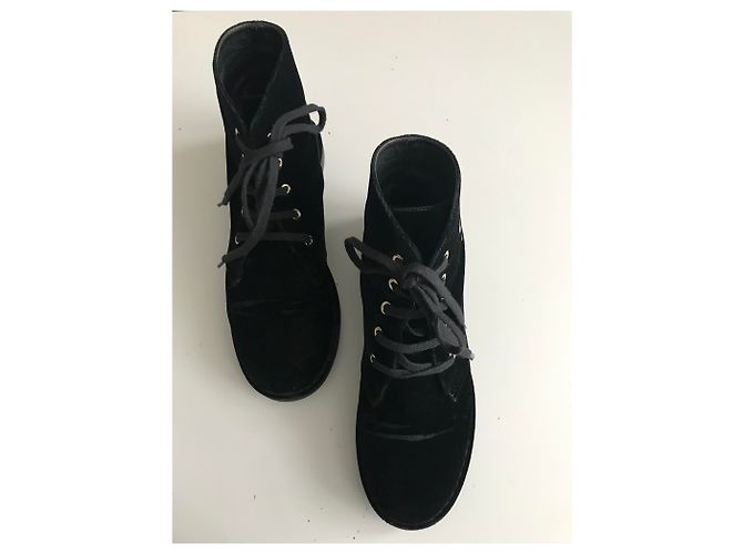 Chanel Anfibi in velluto Nero - vista 8
