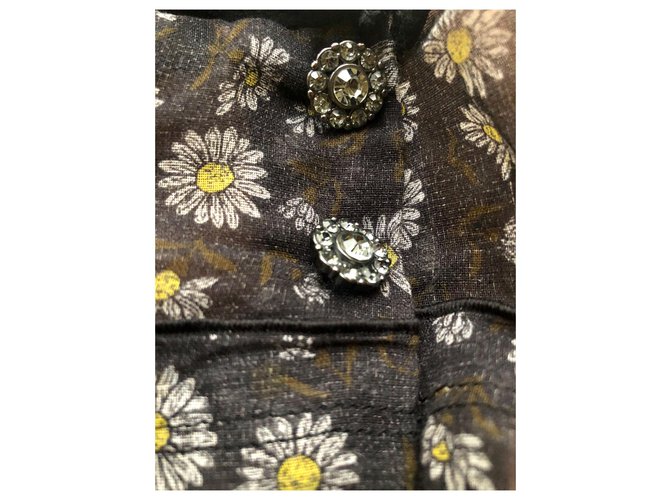 Marc Jacobs Top floral de seda y algodón Negro Blanco Amarillo - vista 5