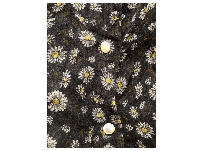 Marc Jacobs Top floral de seda y algodón Negro Blanco Amarillo - vista 6