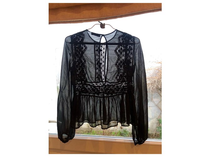 Camicia elegante Sandro in cotone nero - vista 2