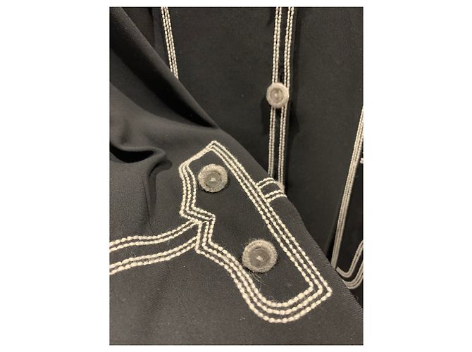 Moschino Black Blazer with Grey Wool Stitching - view 3