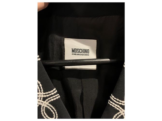 Moschino Black Blazer with Grey Wool Stitching - view 5