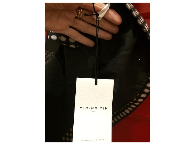 Autre Marque Vestido Yiqing Yin de seda e lã preto e branco - vista 10