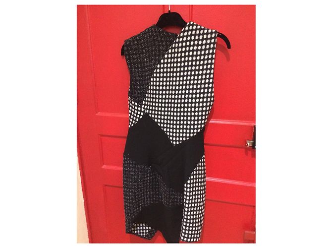 Autre Marque Vestido Yiqing Yin de seda e lã preto e branco - vista 5