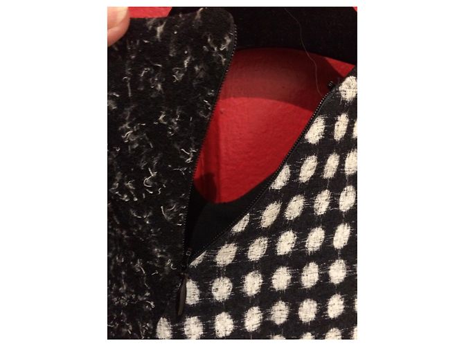 Autre Marque Vestido Yiqing Yin de seda e lã preto e branco - vista 7