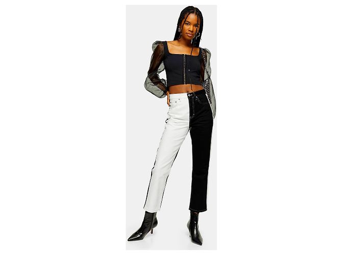 Topshop Bicolour Denim Jeans Schwarz - Ansicht 2