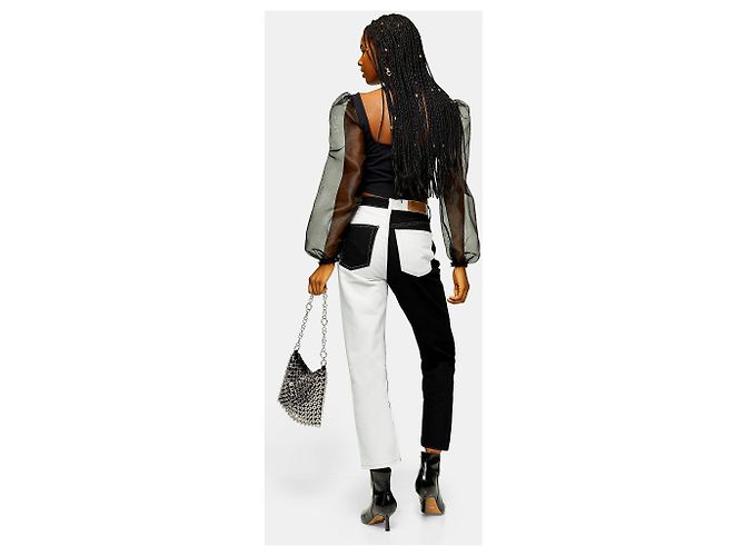 Topshop Bicolour Denim Jeans Schwarz - Ansicht 3