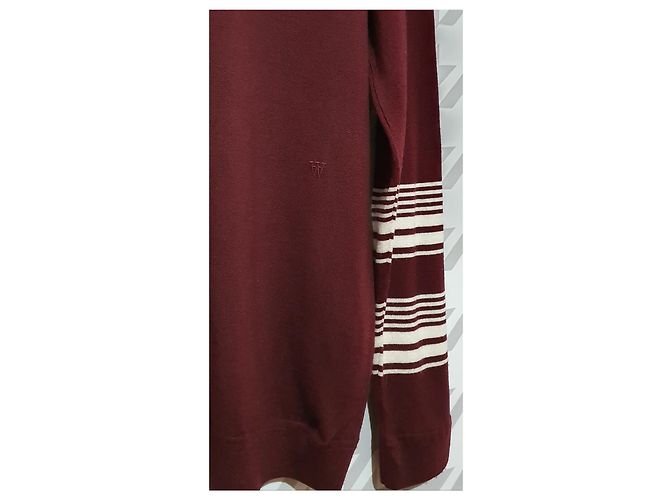 Wood Wood langer Merinowolle Pullover bordeaux - Ansicht 2