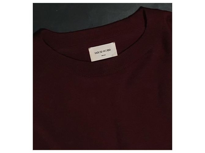 Wood Wood langer Merinowolle Pullover bordeaux - Ansicht 4