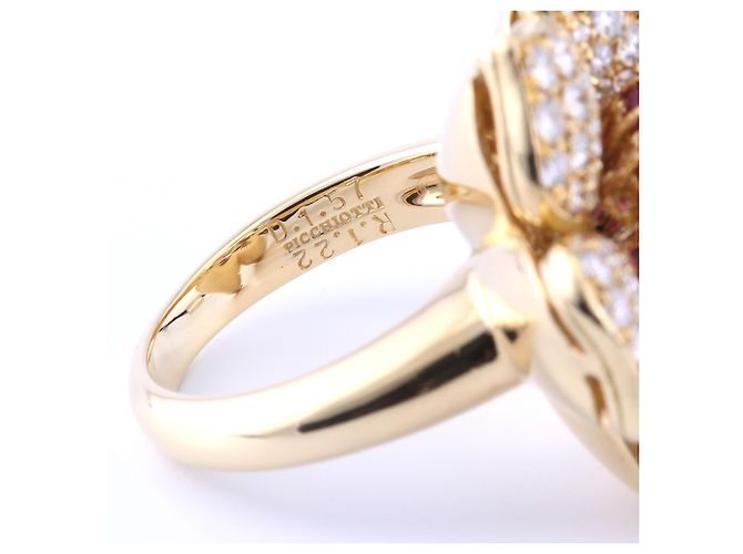 Picchiotti 18K Gold Diamant Rubin Blumenring Gelb - Ansicht 4